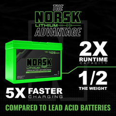 12V 105AH LiFePO4 LITHIUM DEEP CYCLE BATTERY NORSK