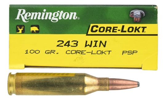 REMINGTON 243WIN , 100GR, SOFT POINT CORE-LOKT
