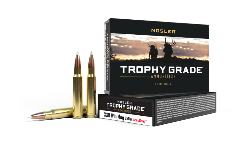 TROPHY GRADE NOSLER 338 WIN MAG 250GR. ACCUBOND