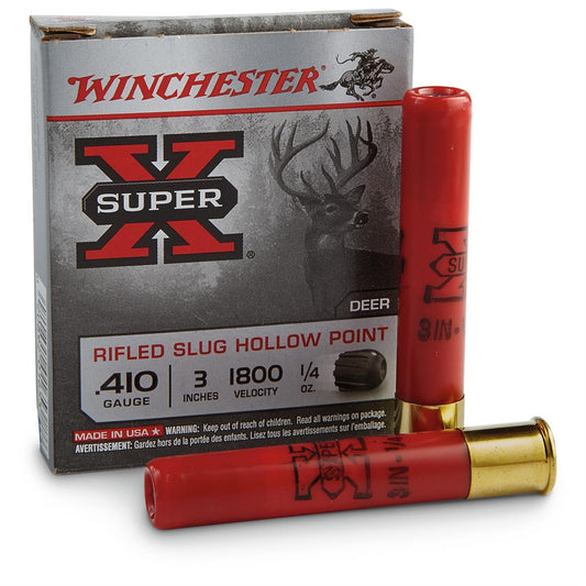 WINCHESTER SUPER X .410, 3'', 1800 VELOCITY, 1/4OZ, RIFLED SLUGS
