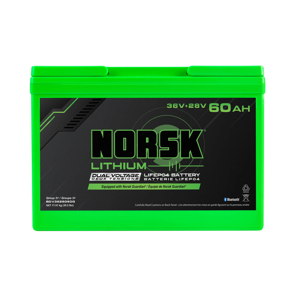 36V+28V 60Ah DUAL VOLTAGE LiFePO4 LITHIUM BATTERY NORSK