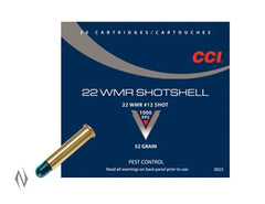 CCI .22 WMR SHOTSHELL #12, 52GR, 1000FPS
