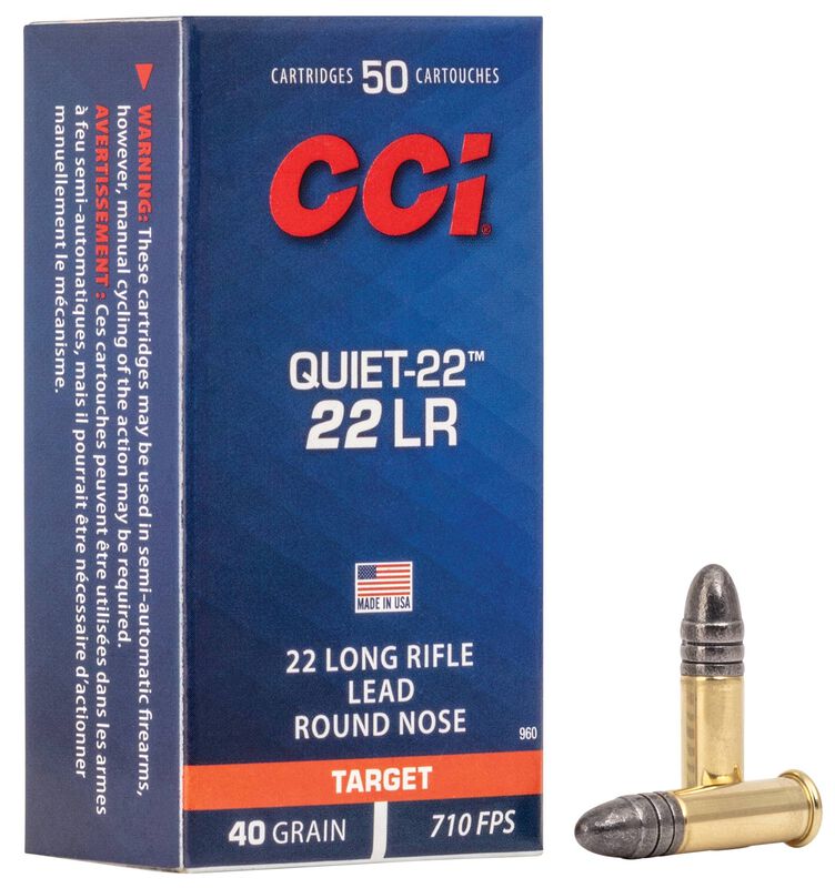 CCI QUIET 22LR , LEAD ROUND NOSE , 40GR. 710FPS