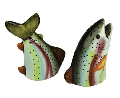 SALT AND PEPPER SHAKERS TROUT