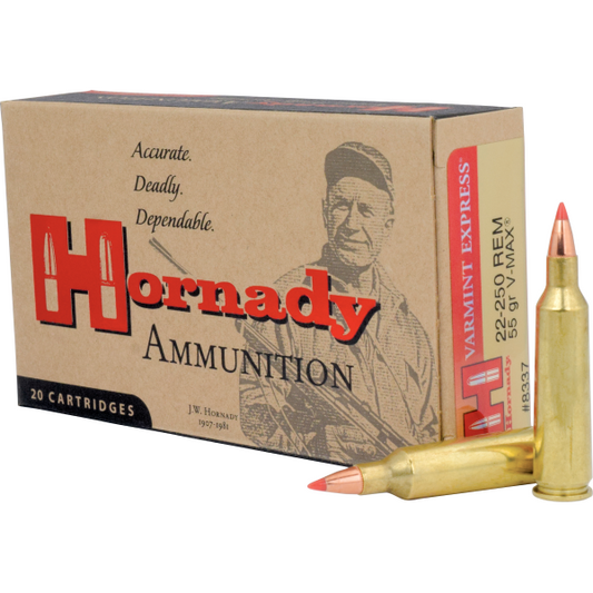 HORNADY 22-250 REM 55GR, V-MAX