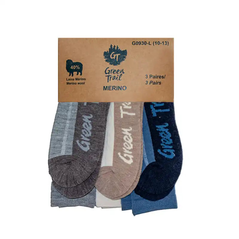 ENSEMBLE DE BAS MÉRINO  PACK DE 3  / GREEN TRAIL