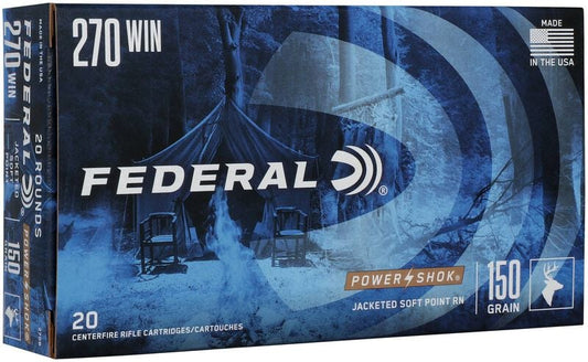 FEDERAL POWER-SHOK 270WIN, JACKETED SOFT POINT, 150GR. 2830FPS