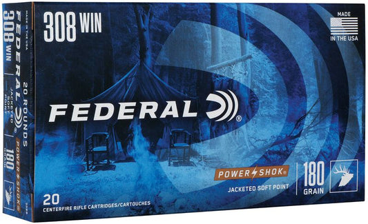 FEDERAL POWER-SHOK JACKETED SOFT POINT  308WIN. , 180 GR