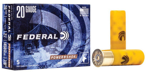 FEDERAL SABOT SLUG 20GAUGE, 2 3/4'', 1450FPS MUZ VEL, 7/8OZ