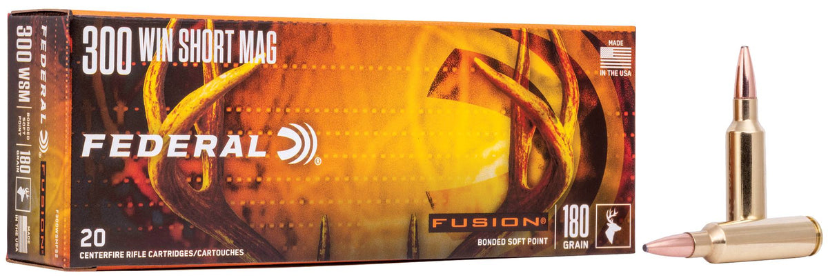 FEDERAL FUSION BONDED SOFT POINT 300 WIN SHORT MAG , 180GR.