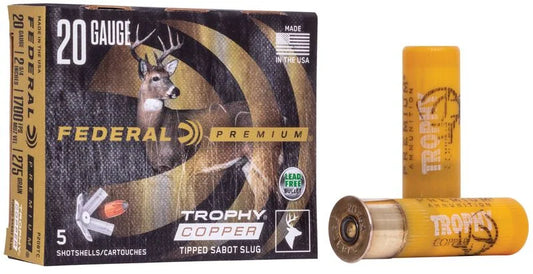 FEDERAL PREMIUM TROPHY COPPER TIPPED SABOT SLUG 20GAUGE, 2 3/4'', 1700FPS MUZ VEL, 275GRAIN