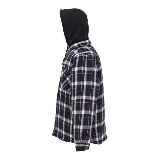CHEMISE DE FLANELLE DOUBLÉE AVEC CAPUCHON ET TISSUS HYDROFUGES