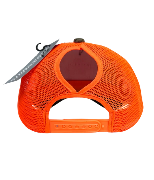 CASQUETTE À COUETTE CAMO PDB FILET ORANGE / POULE DES BOIS