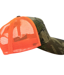 CASQUETTE À COUETTE CAMO PDB FILET ORANGE / POULE DES BOIS