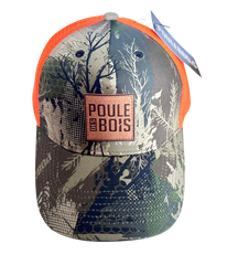 CASQUETTE À COUETTE CAMO PDB FILET ORANGE / POULE DES BOIS