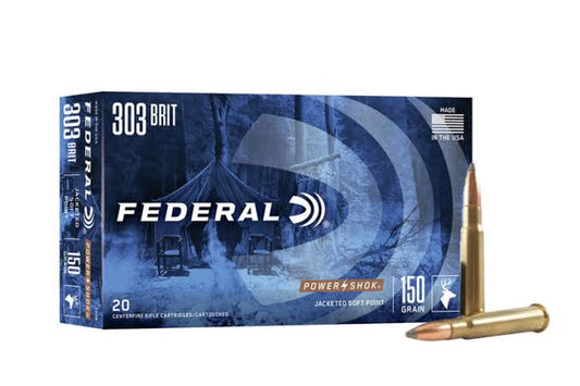 FEDERAL POWER-SHOK JACKETED SOFT POINT 303 BRIT,