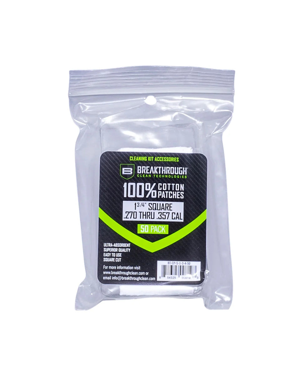 GUN CLEANING 100% COTTON PATCHES / BREAKTHROUGH