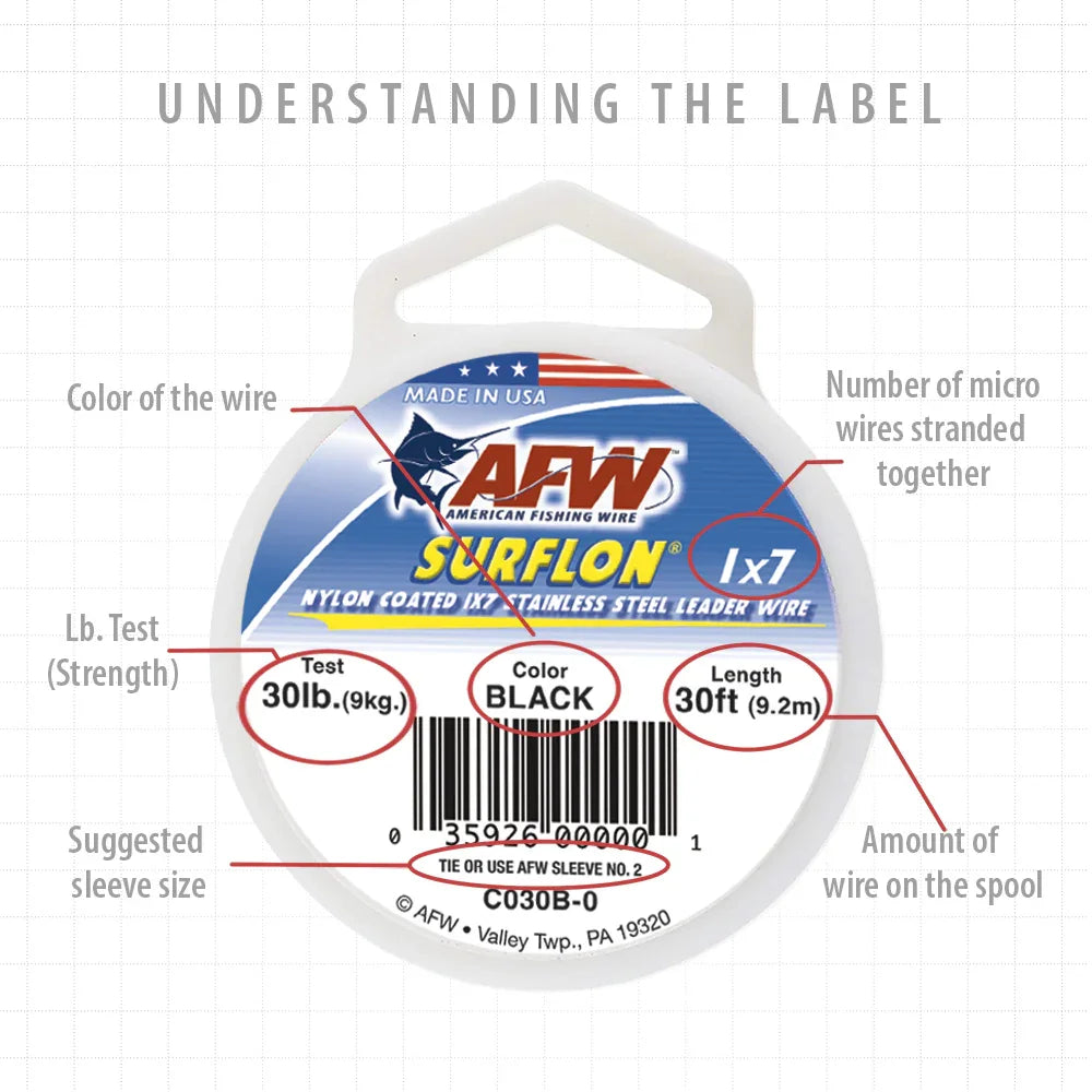 AFW SURFLON STAINLESS STEEL LEADER WIRE