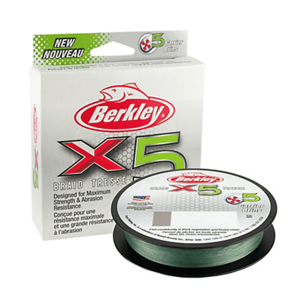 Berkley X5 Braid Tresse 328 YD 10 lb Low-Vis-Green