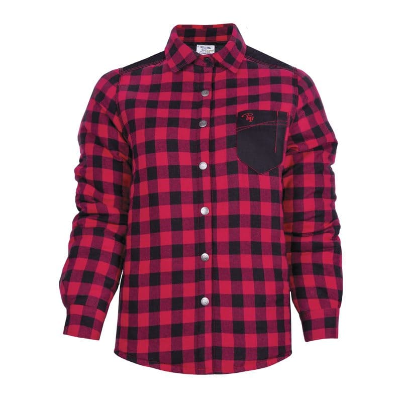 Chemise à carreaux rembourrée pour femme-PF410-Rouge - XS